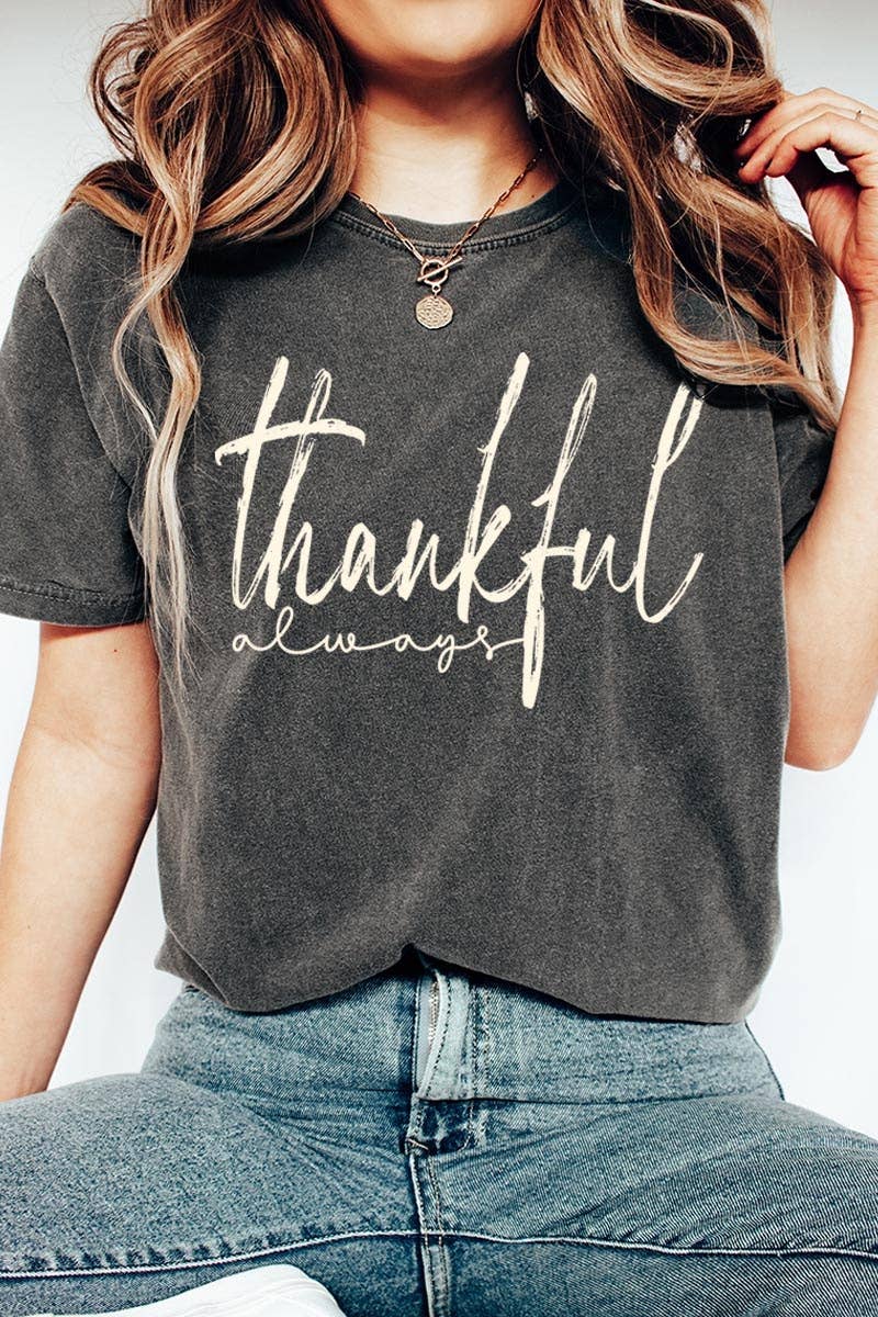 COLORBEAR - Wholesale T-Shirt (Graphic) - Women's - Thankful Graphic Garment Dyed Tee11