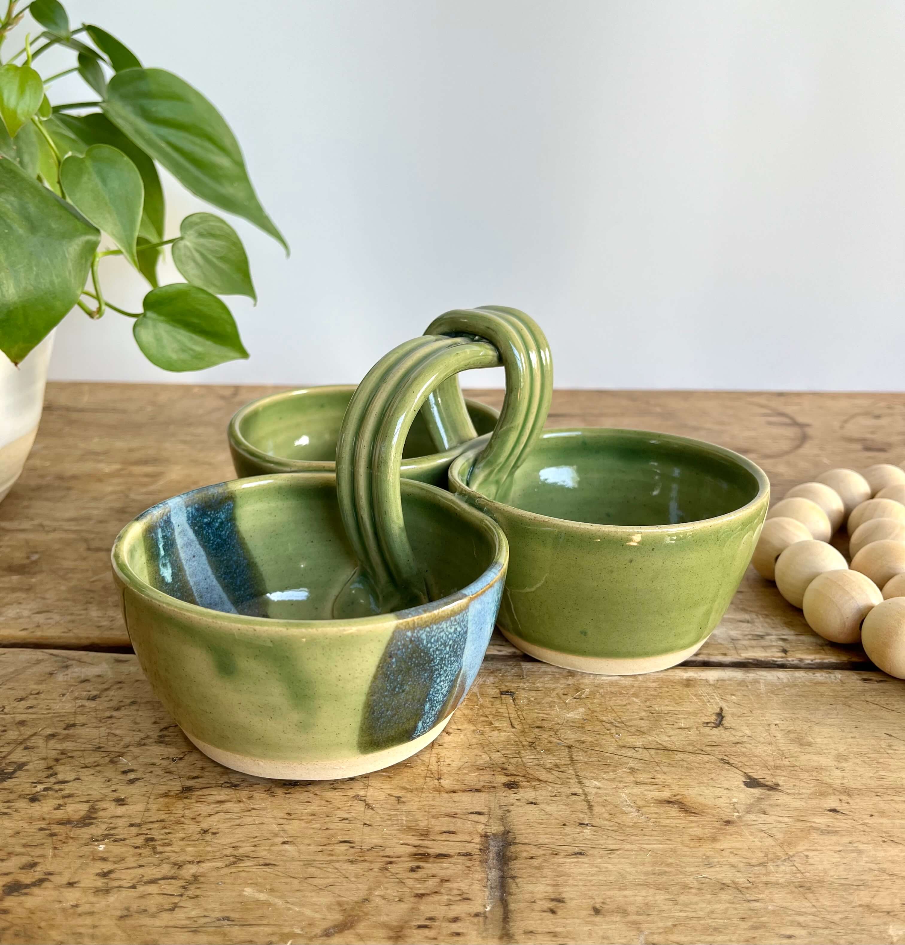 Coastal Clay Co. - Wholesale Platter - Triple Dip Platter Summer Party Platter Ceramic Dip Tray0