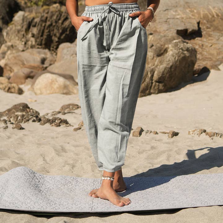 Pantalones de Yoga de Algodón para Mujeres Gris -Soma para venta al por mayor de AKISO