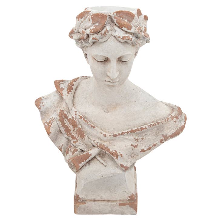 Sagebrook Home - Wholesale Sculpture - Resin Lady with Laurels Statue Woman Bust - White, 21 in.3