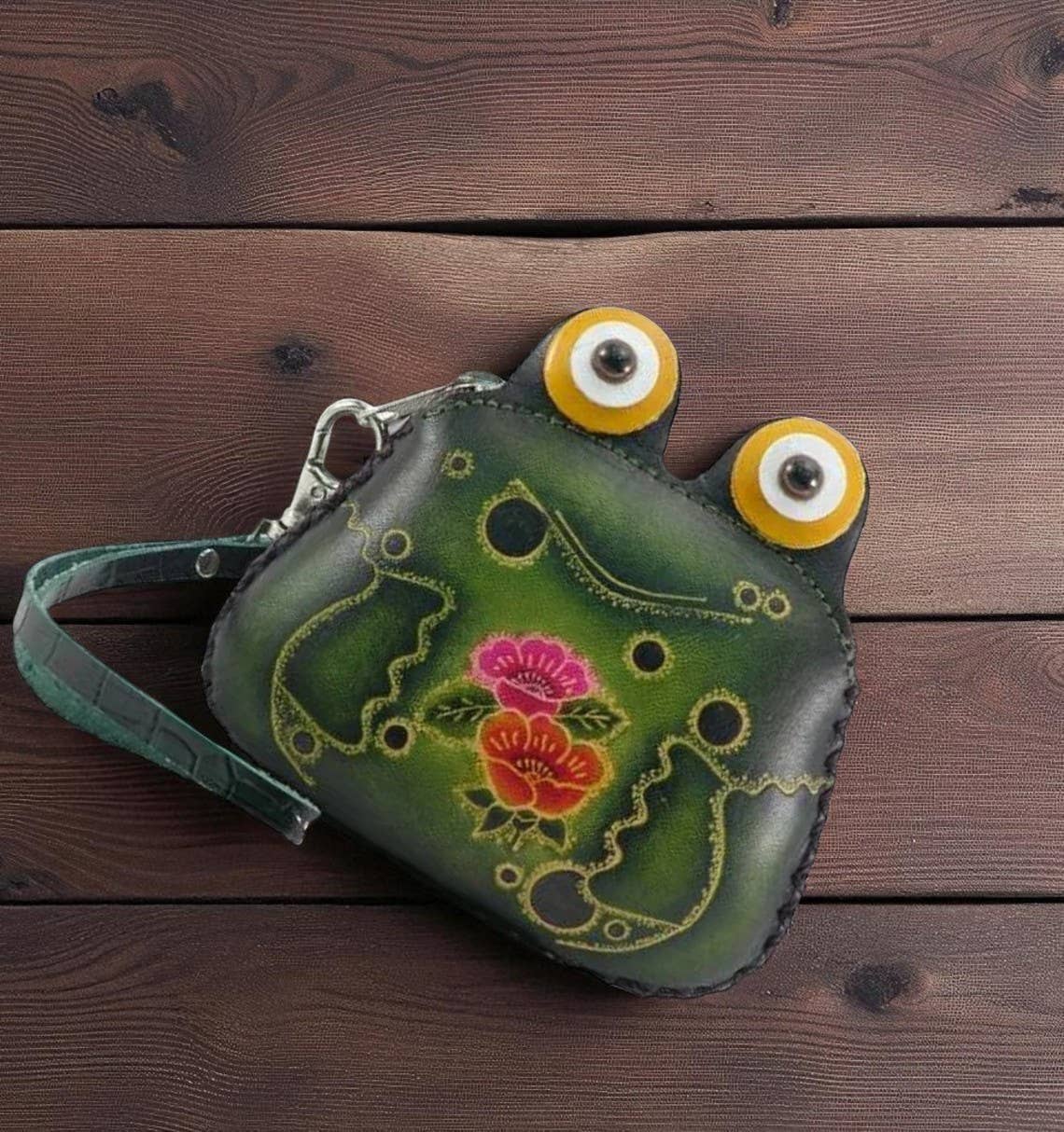 Sunflower Handmade leather inc - Wholesale Coin Purse - Women's - Frog Wristlet - E394 leather  coin purse wallet3