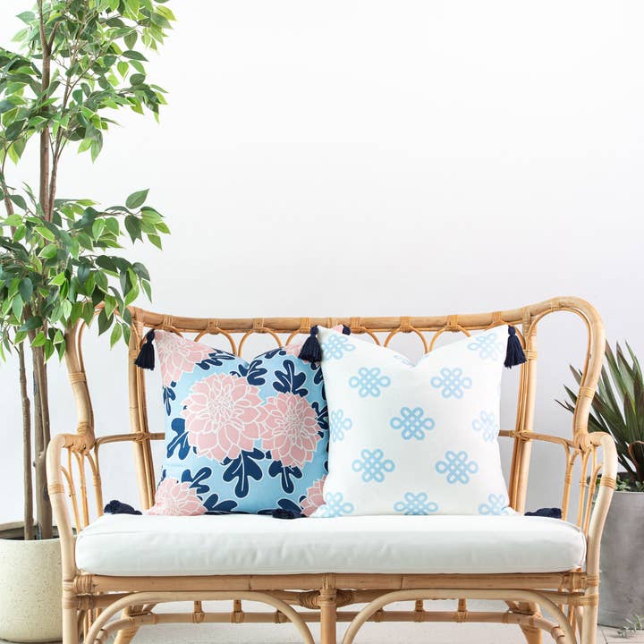 Hofdeco - Wholesale Throw Pillow Cover - Coastal Boho Indoor Outdoor Pillow Cover, Orient, Knot, Blue2