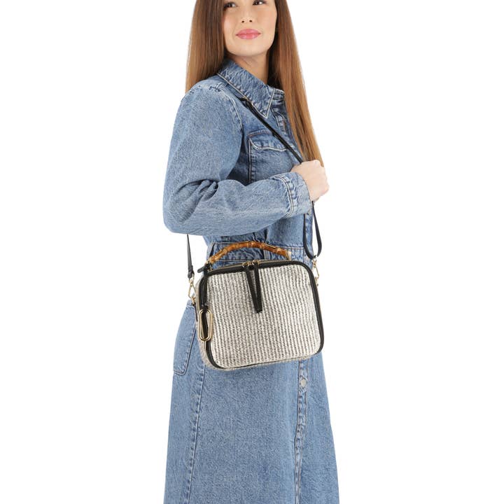 Quarzovivo – wholesale Top handle bag – women's – SUMMER BAG IN RAFFIA FABRIC MADE IN ITALY - SISSI