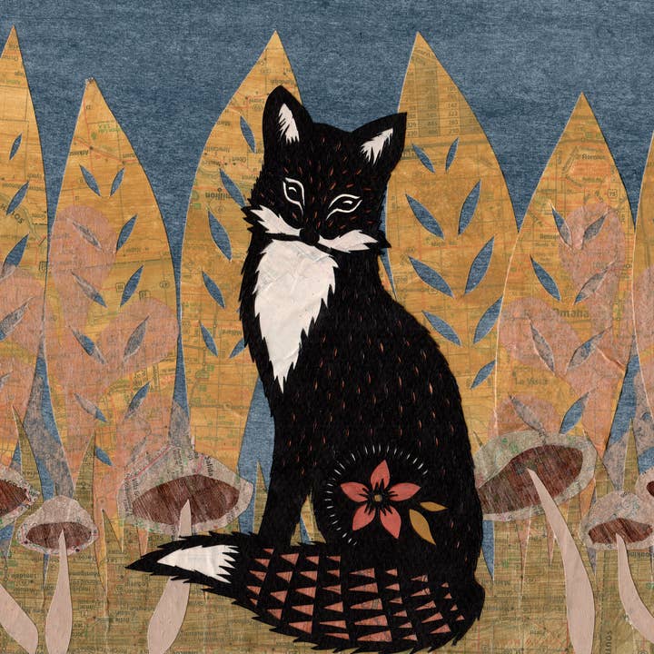 Rural Pearl: Cut Paper Art by Angie Pickman - Wholesale Art Print - Watcher of the Night Meadow - 8 x 10 inch Cut Paper Print