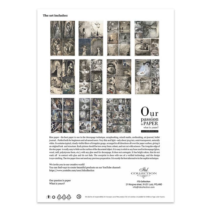ITD Collection - Vendita all'ingrosso Attrezzature per lavoretti e fai da te - RP080 - Set Creativo Carta di Riso - 11 pezzi x A4 / 21x29,7 cm