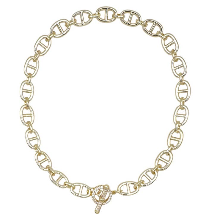 Pave Toggle Bar Link Statement Neckace-18” for wholesale by My Best Kept Jewelry