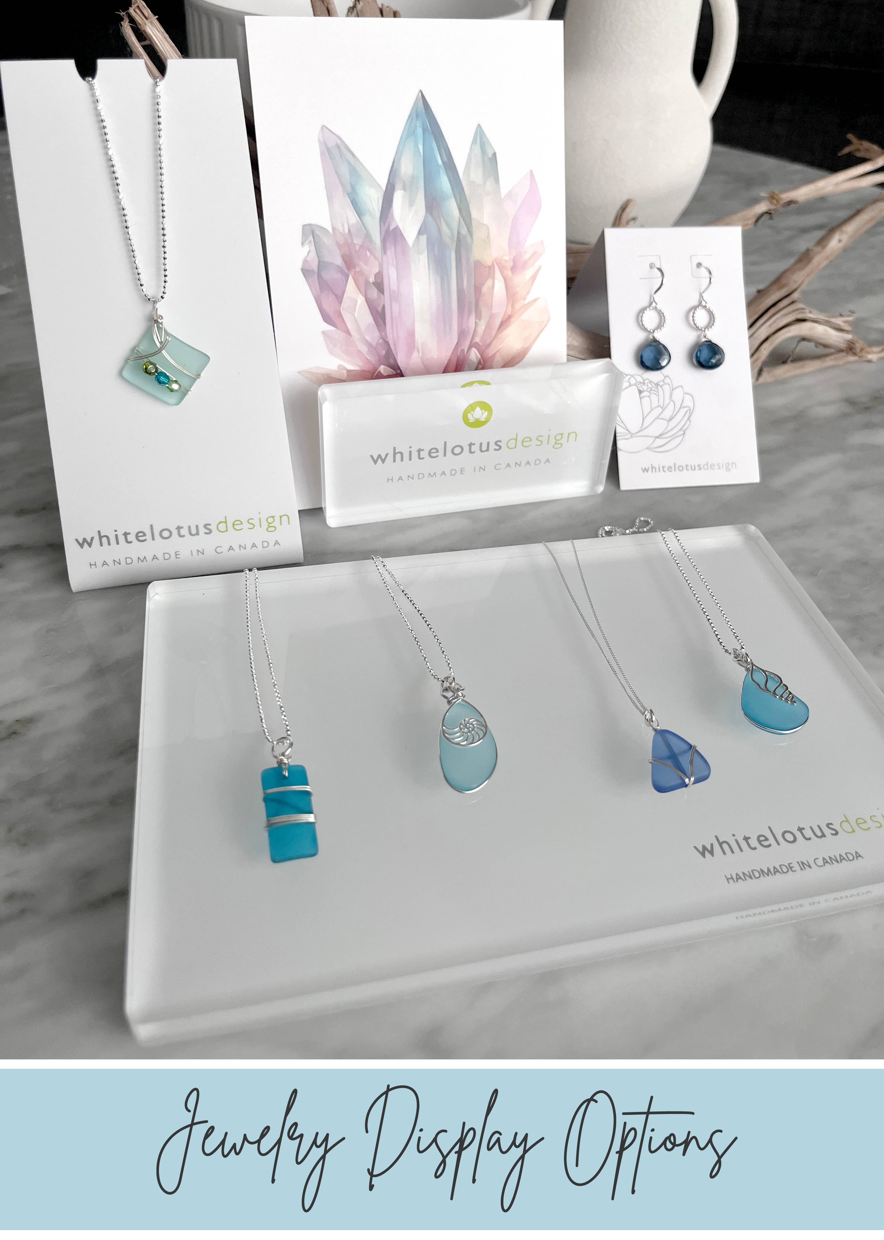 Whitelotus Design - Wholesale Pendant/Charm Necklace - Eco Sea Glass pendant with Nightingale charm nature inspired3