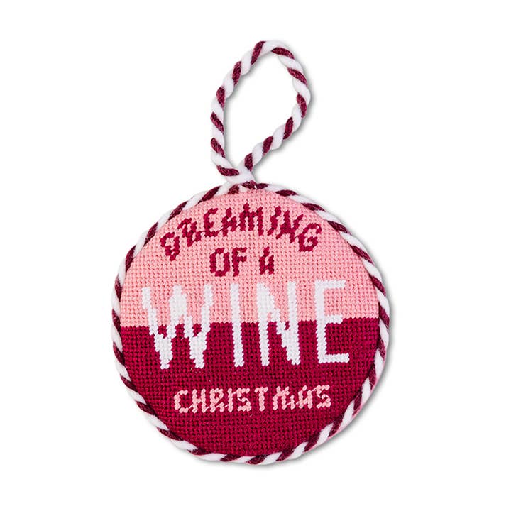 Furbish Studio - Wholesale Ornament - Needlepoint Ornament - Wine Christmas