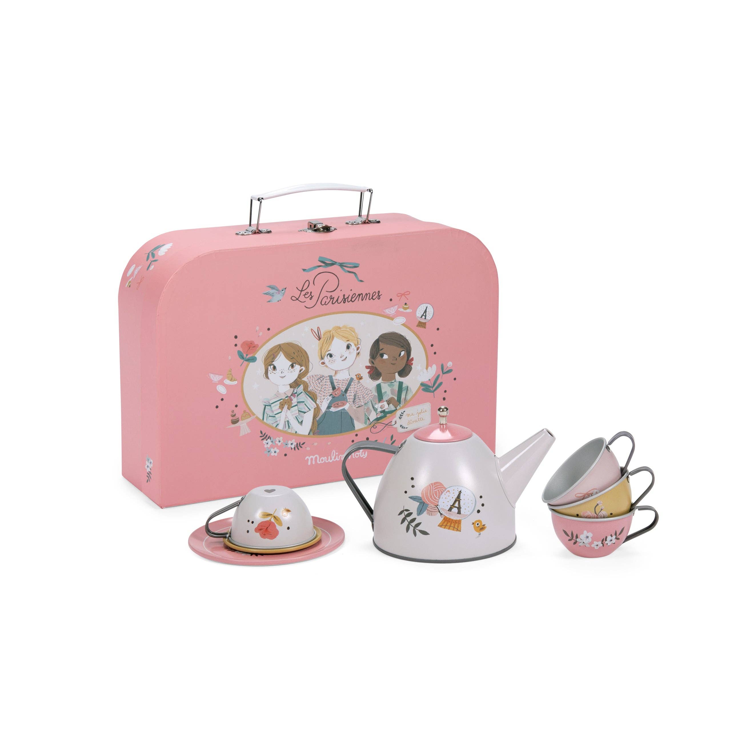 Speedy Monkey - Wholesale Toy Set - Kids - Suitcase - New Tea Party Metal Set The Parisiennes