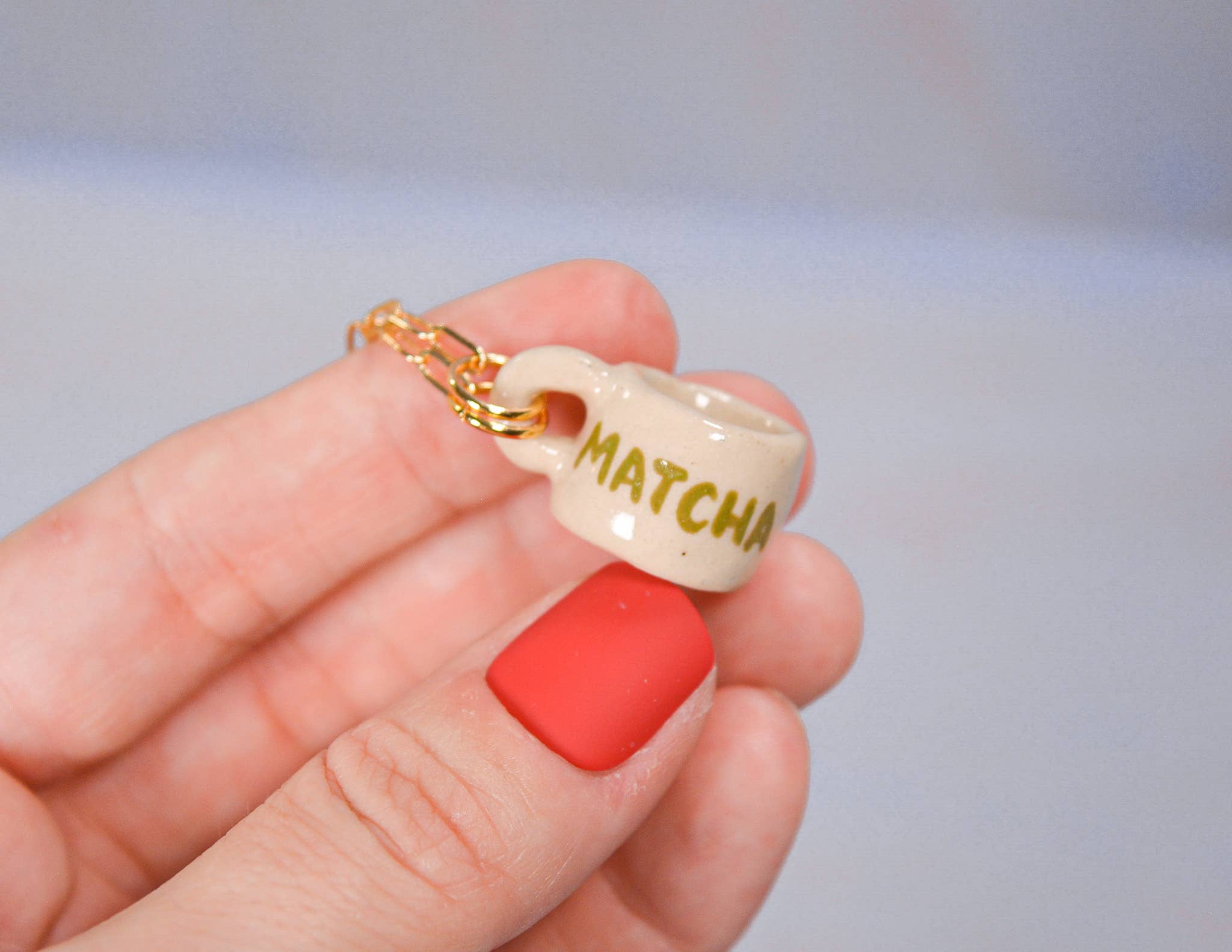Juice Ceramics Handmade Pottery and Jewelry - Wholesale Pendant/Charm Necklace - Matcha Miniature Mug Ceramic Charm Pendant Necklace1