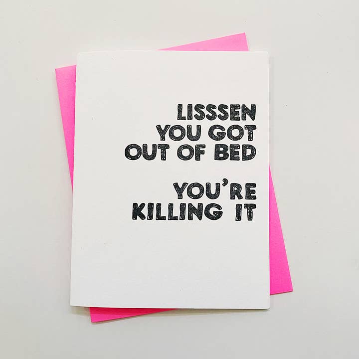 Richie Designs – postal de incentivo por atacado – Lisssen You Got of Bed - Saúde Mental, cartão de saudação2
