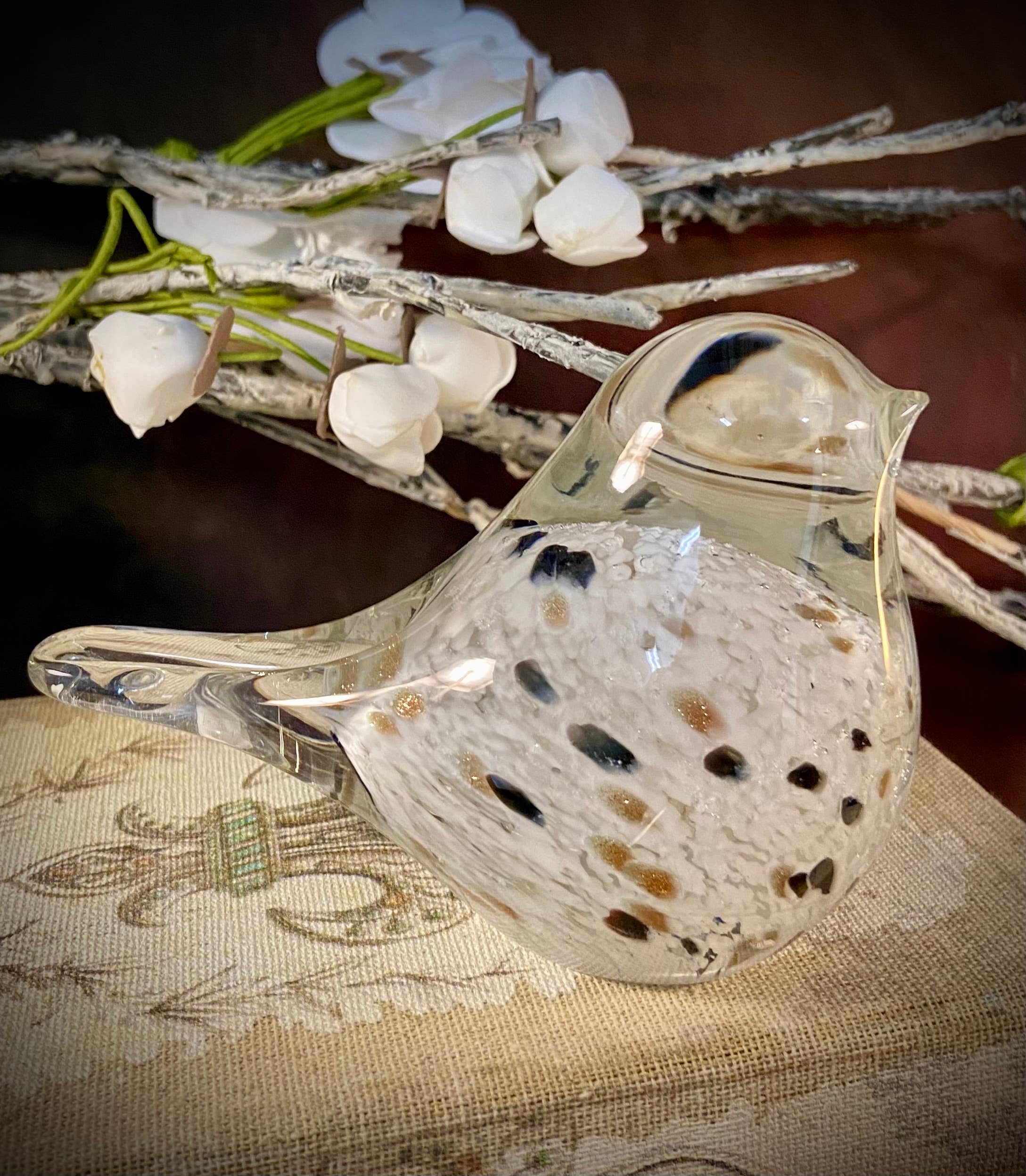 The Light Garden Collection - Wholesale Side Table - CHICKADEE GLASS BIRD 5"Lx3"H1