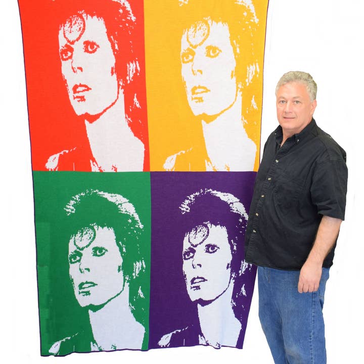 David Bowe Ziggy Stardust Knit Throw Blanket for wholesale by Blanket Boss