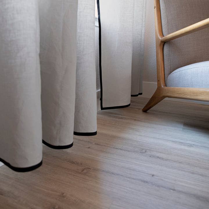 Smooth Bordered Linen Curtain for wholesale by Rough Linen