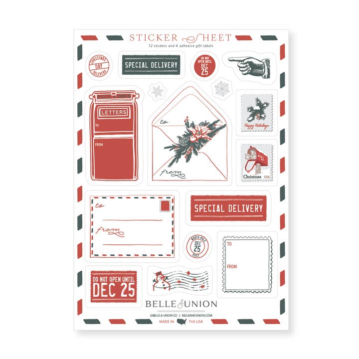 Belle & Union – Adesivo por atacado – Folha de Autocolantes de Correio de Férias0