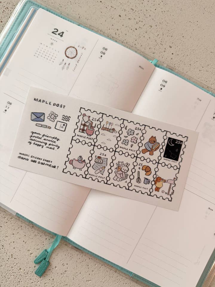 maple post washi sticker sheet for wholesale by dana ate oatmeal!