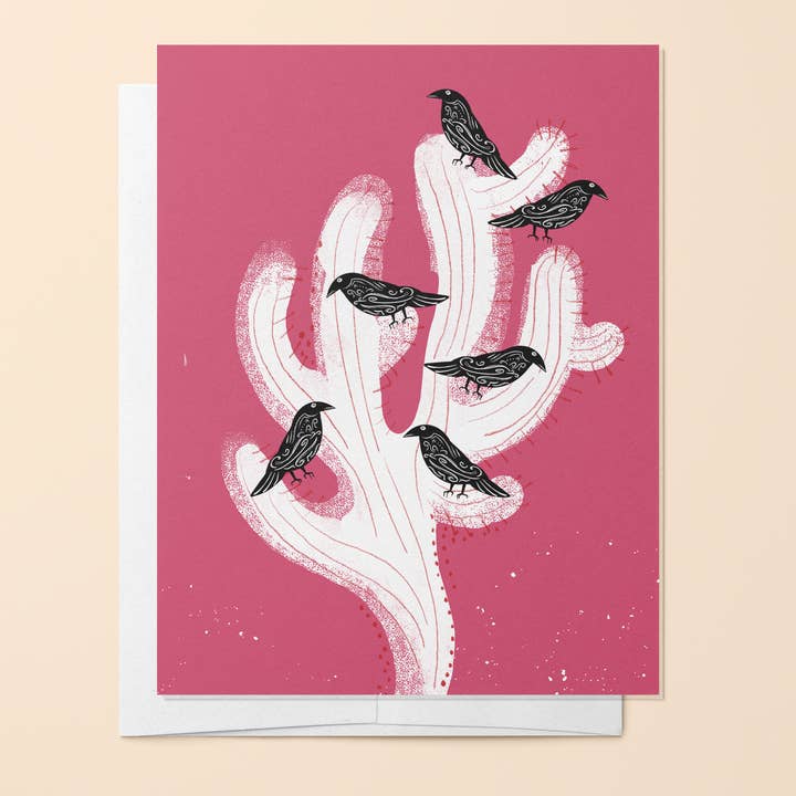 Raven Cactus Southwest Blank Note Card for wholesale by HELLO EDDIE
