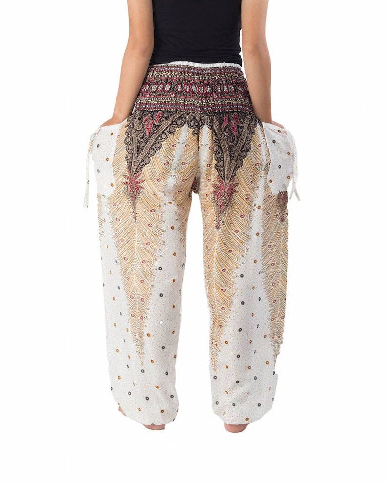Studio 12 Collective (previously Ethnic Lanna) – Großhandel Hose – Damen – Haremshose Boho mit gesmokter Taille und Taschen - Pfau4