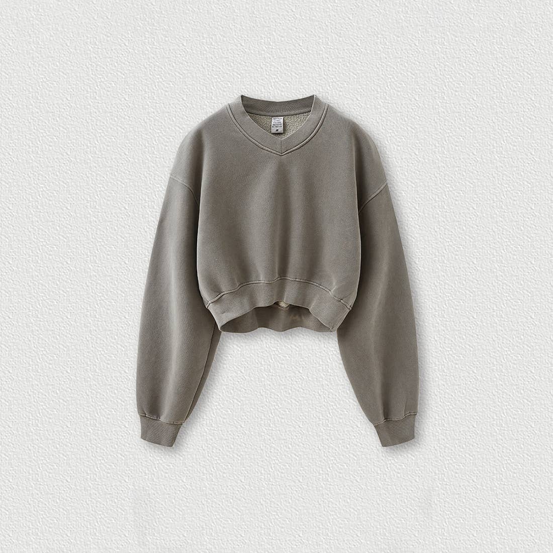 Sodalemon - Wholesale Sweatshirt - Women's - Women's washed velvet V-neck cropped sweatshirt1