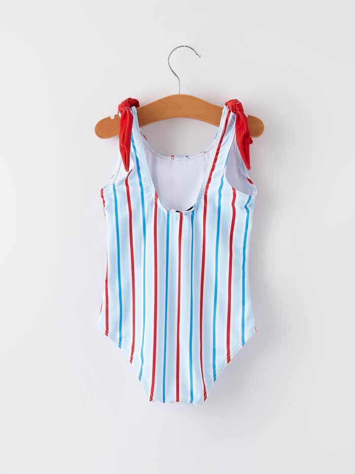 Rylee Faith Designs - Wholesale One Piece Swimsuit - Kids - “Stripe” Floral Boutique Swimsuit