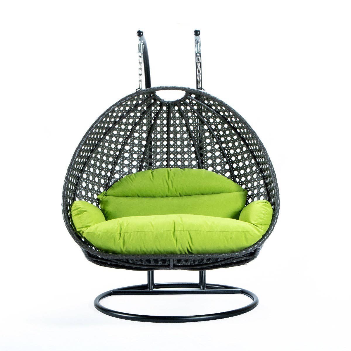 LeisureMod - Wholesale Egg Chair - Modern Charcoal Wicker Hanging Double Seater Egg Swing Chair6