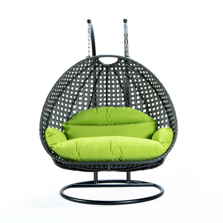 LeisureMod - Wholesale Egg Chair - Modern Charcoal Wicker Hanging Double Seater Egg Swing Chair6