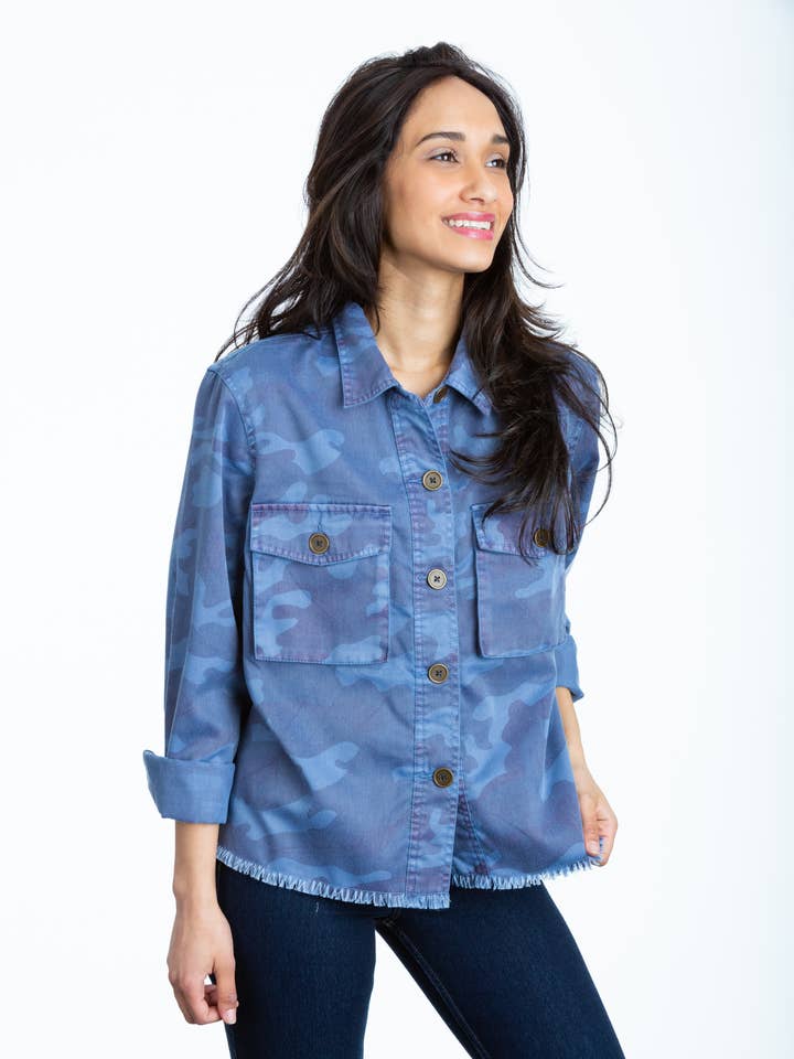 Bellowed Pocket Jacket With Fray Hem for wholesale by Given Kale