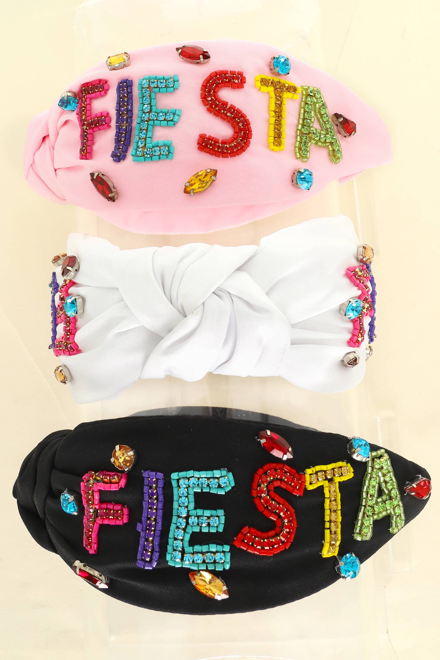 SP Sophia Collection - Wholesale Fashion Headband - Women's - Fiesta Beaded Lettering Top Knotted Headband1