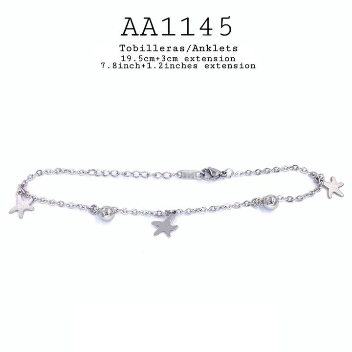 Gold Silver Stainless Steel Charm Anklets for wholesale by Nisso & Co. NYC Jewelry Wholesale