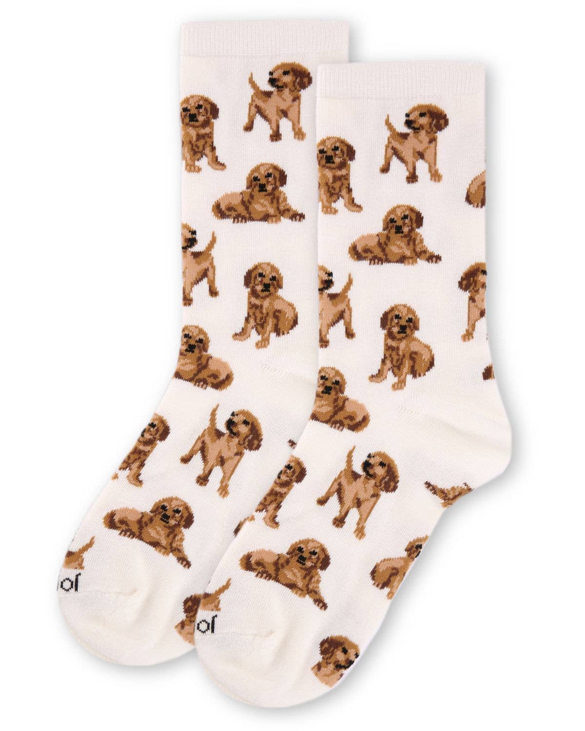 Marshmallow Golden Retriever Crew Socks for wholesale on Faire1