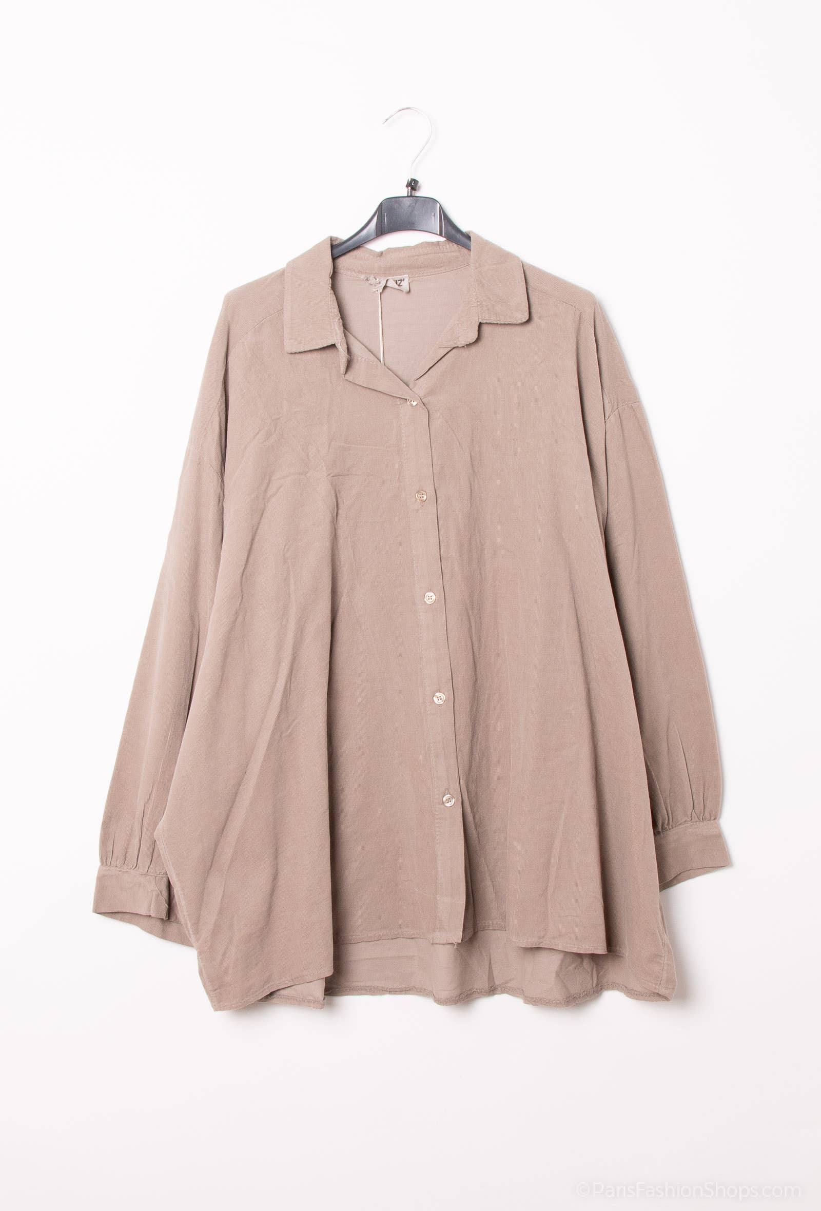 Pépouz' Paris – Großhandel Hemd mit Button-down-Kragen – Damen – GROßE GRÖSSE Weites Hemd aus leichtem Samt PC2548GT10