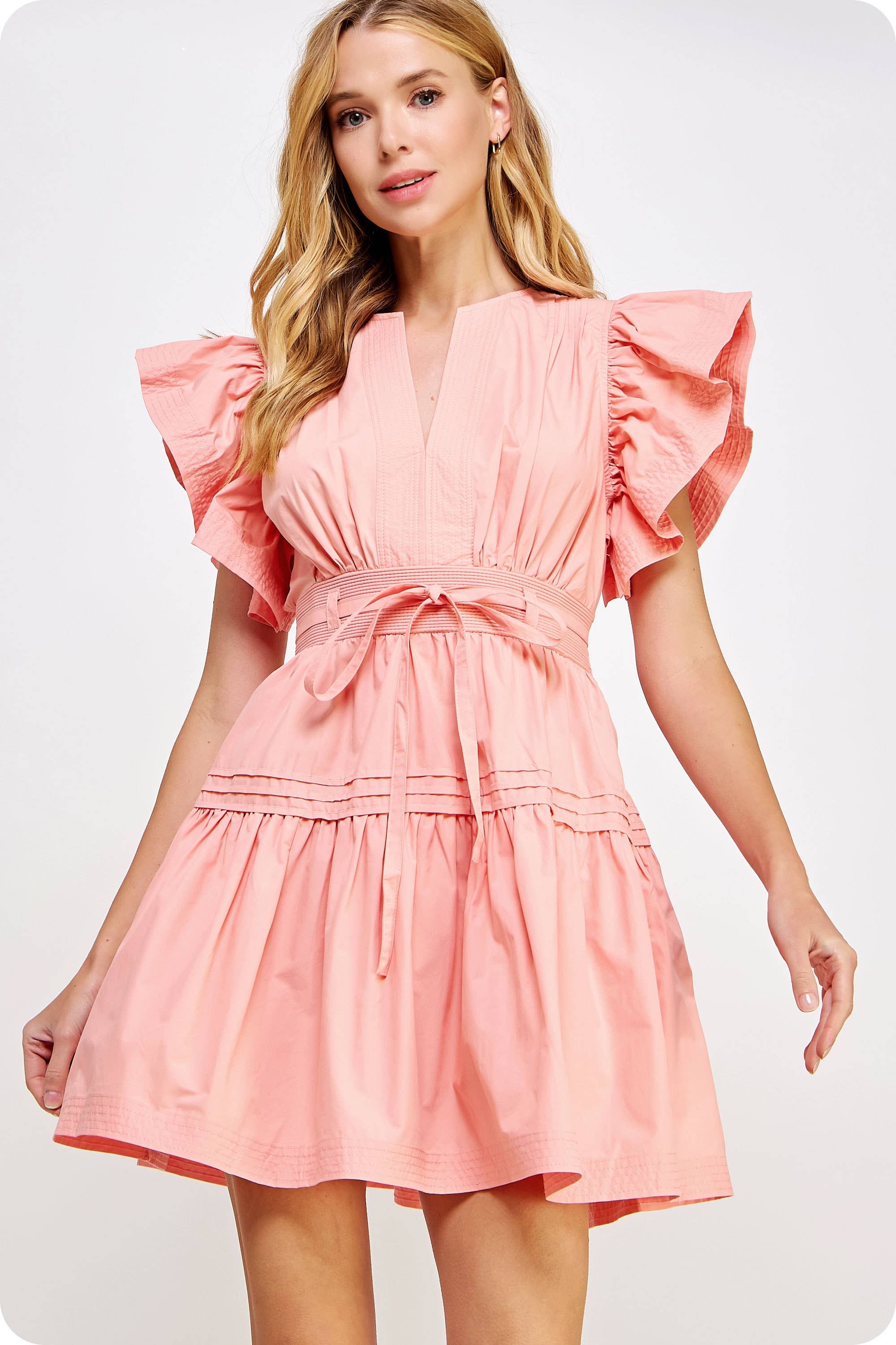 Strut & Bolt - Wholesale Dress - Women's - Flutter Sleeve Poplin Mini Dress40