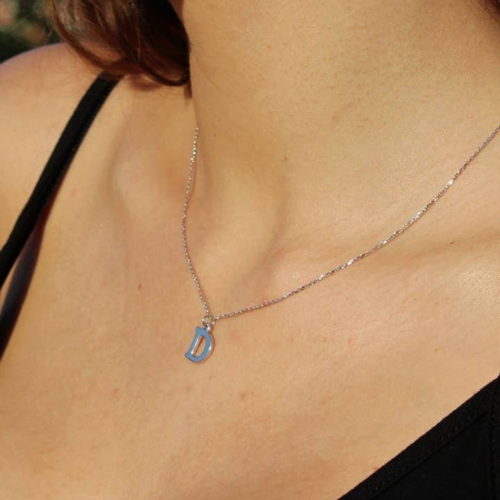 Argent Basic - Wholesale Pendant/Charm Necklace - LETTER D SILVER NECKLACE