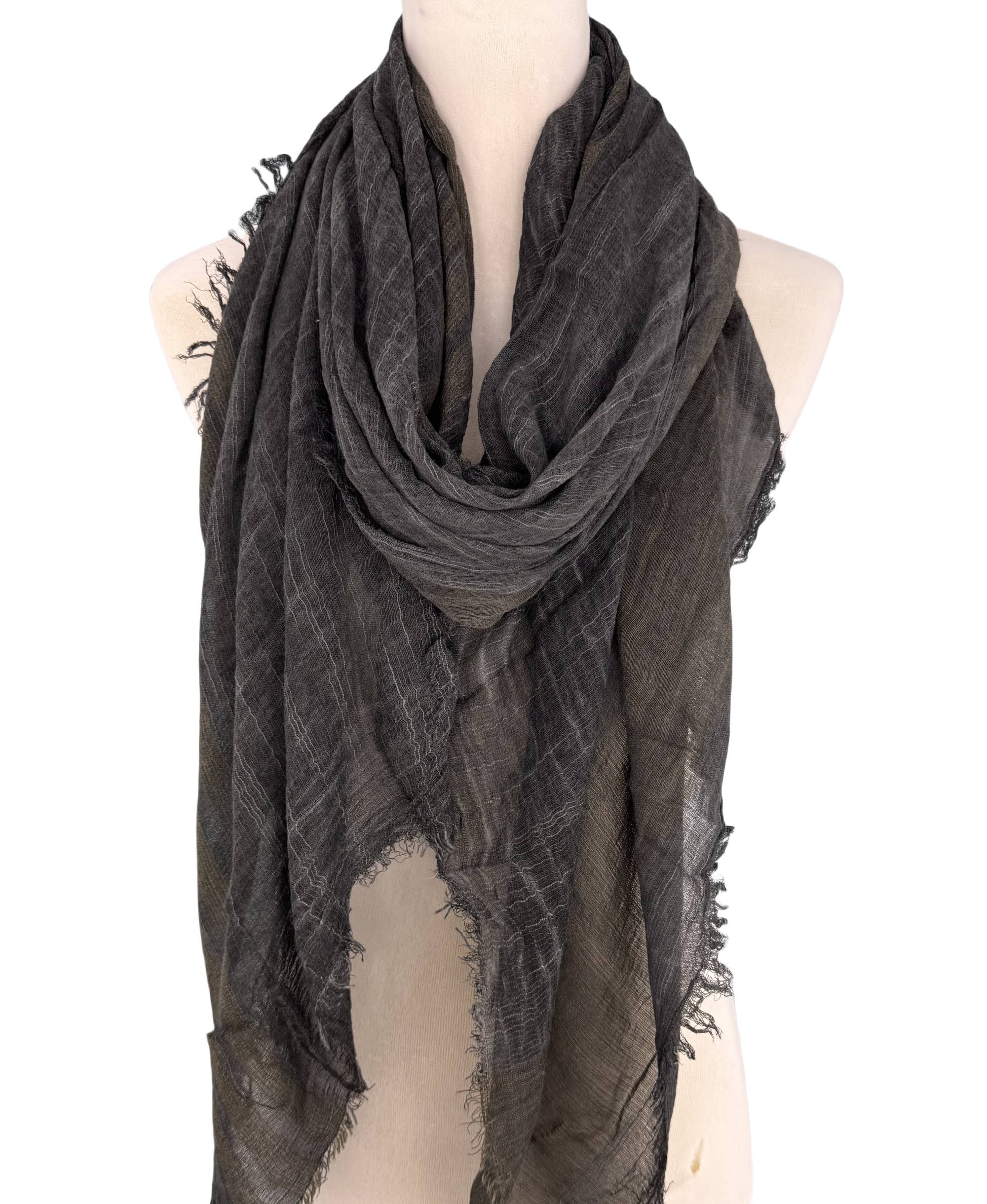 JC Sunny Fashion - Wholesale Scarf - Women's - Classic Vintage Stonewash Stripe-Trimmed Scarf4