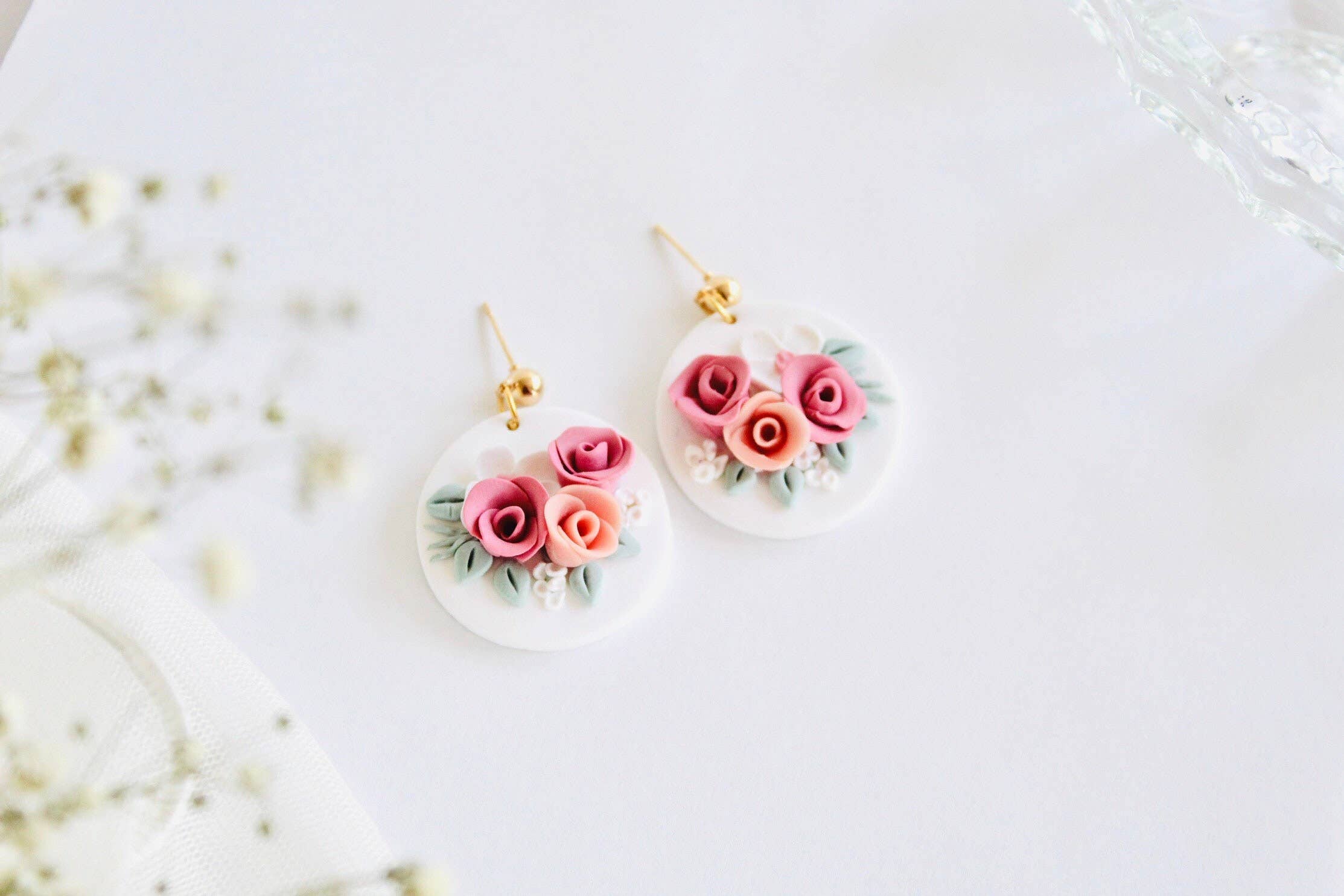 Stud Earrings Earstud Clay Stud Earrings Clay Flowers Round Earrings Boho  Earrings | Precious metal clay jewelry, Polymer clay embroidery, Polymer  clay earrings