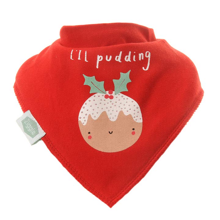 Red L'il Pudding Christmas Bib for wholesale by Ziggle Baby