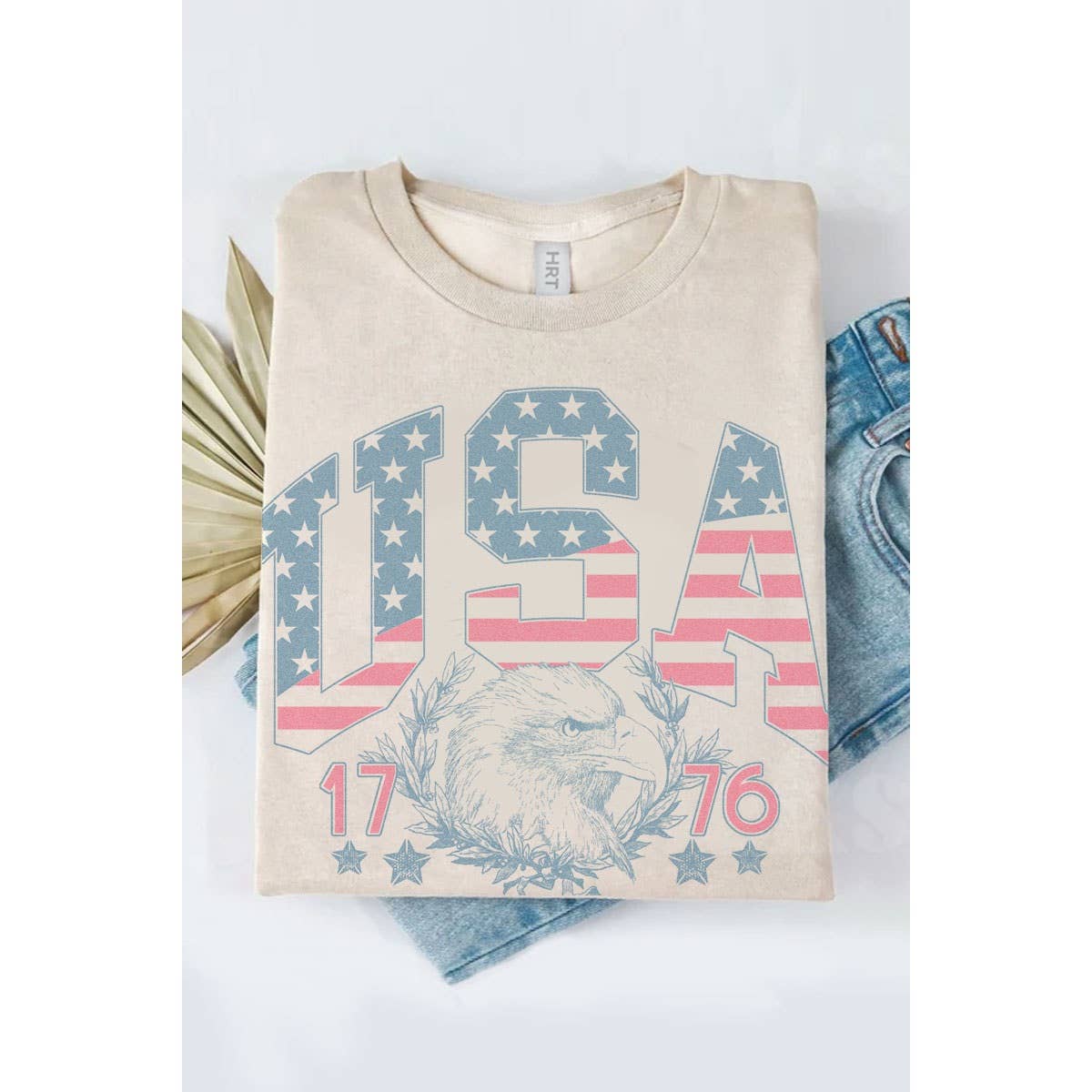 HRTandLUV – wholesale T-shirt (graphic) – women's – USA 1776 WASHED GRAPHIC TEE0