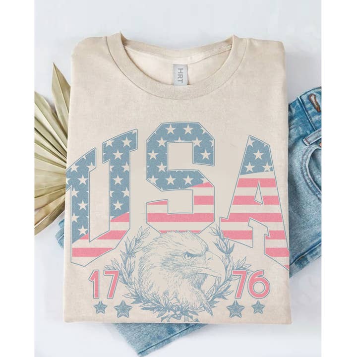 USA 1776 WASHED GRAPHIC TEE for wholesale by HRTandLUV