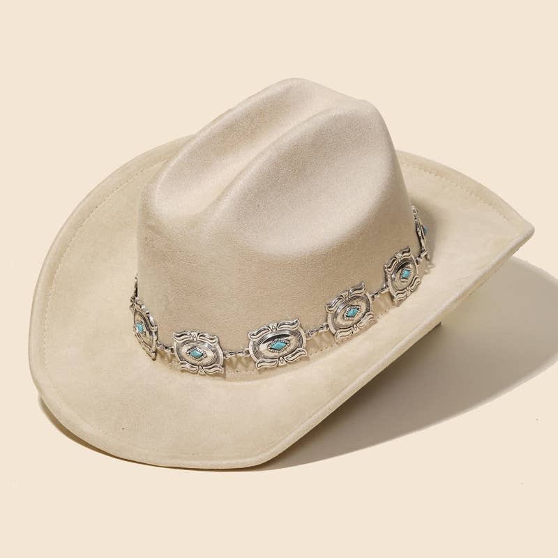 Anarchy Street – Chapéu de cowboy - Mulher por atacado – Chapéu de Cowboy com Disco de Corrente Concho2