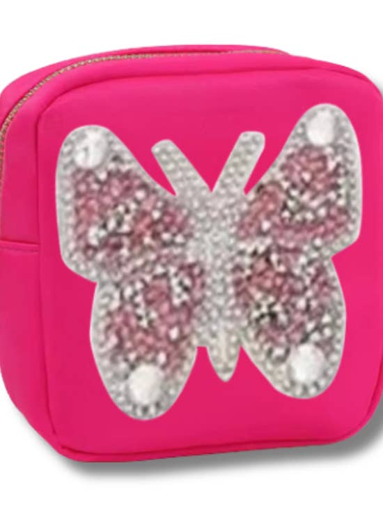 PINK RHINESTONE BUTTERFLY NYLONTASKE for engroshandel hos Maddyloo