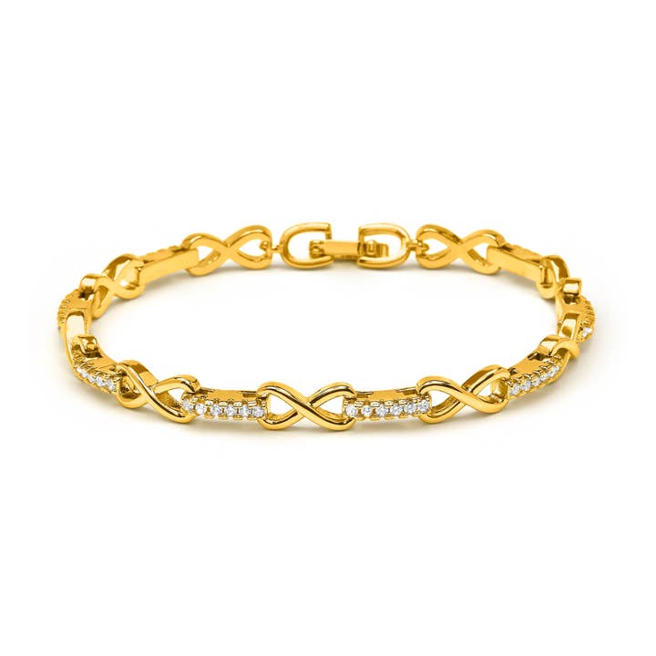Pulsera Luxenter de circonita brillante acabado en oro amarillo de 18k - Raak para venta al por mayor de Luxenter