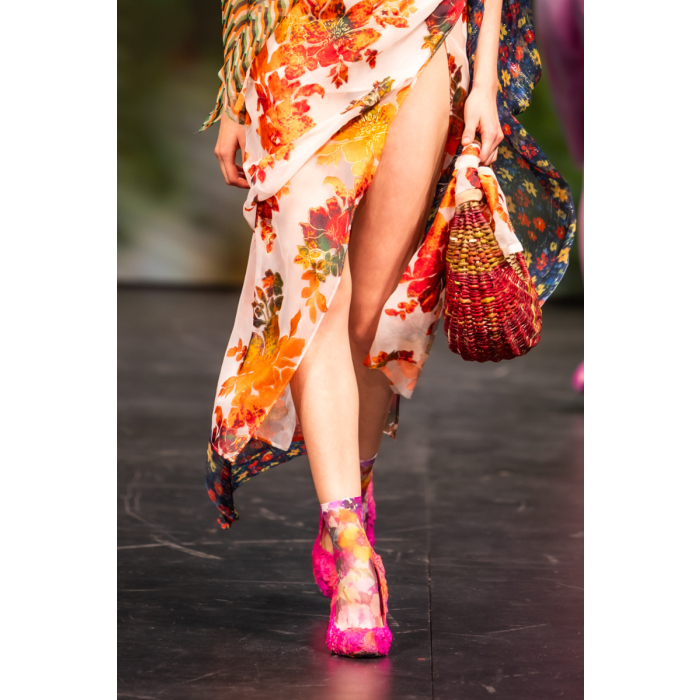 Multi Colored Sarah Borghi DALIDA sheer print pattern socks for wholesale on Faire1