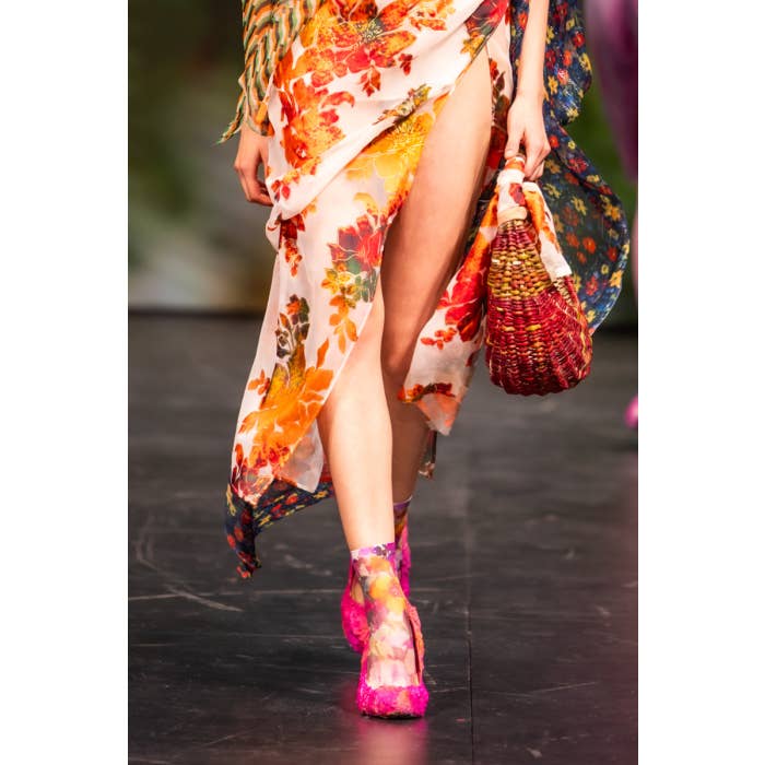 Multi-farvet Sarah Borghi DALIDA gennemsigtige strømper med printmønster for engroshandel på Faire1