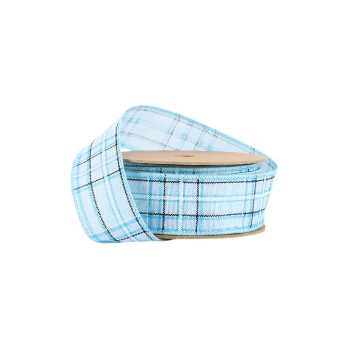 LA Ribbons Wholesale – wholesale Ribbon – Gift wrapping – Wired Ribbon | Blue/Spring Plaid | 10 Yard Roll