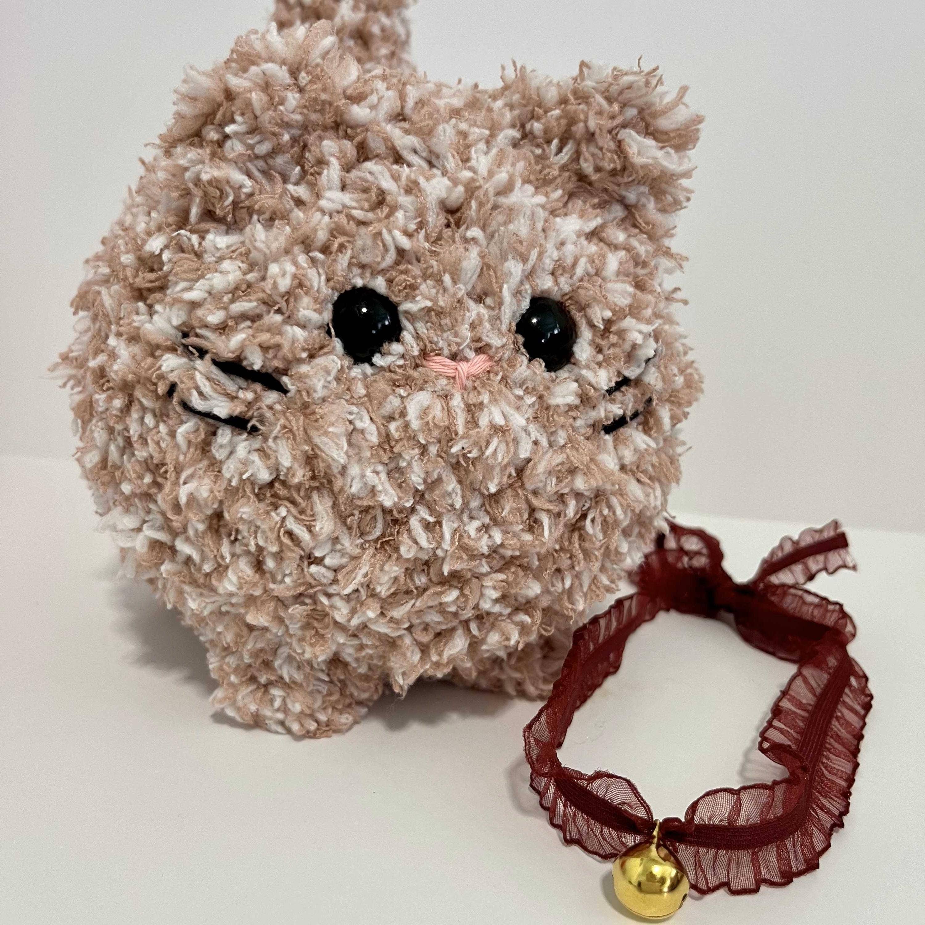 Strawberries and Cream Crochet Fluffy Loaf Cat Plushie Amigurumi for wholesale on Faire4