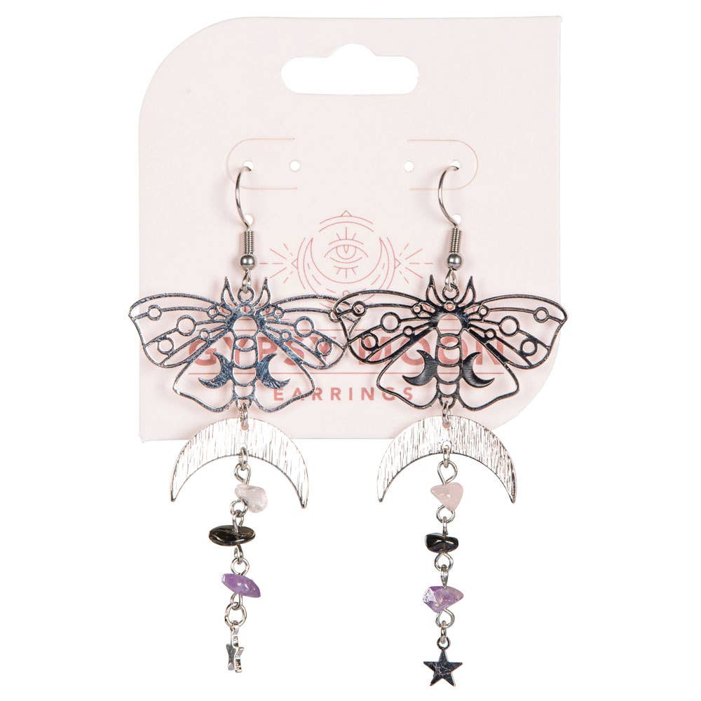 Benjamin International - Wholesale Dangle Earrings - MOTH OVER MOON WITH 3 DIFFERENT STONES1