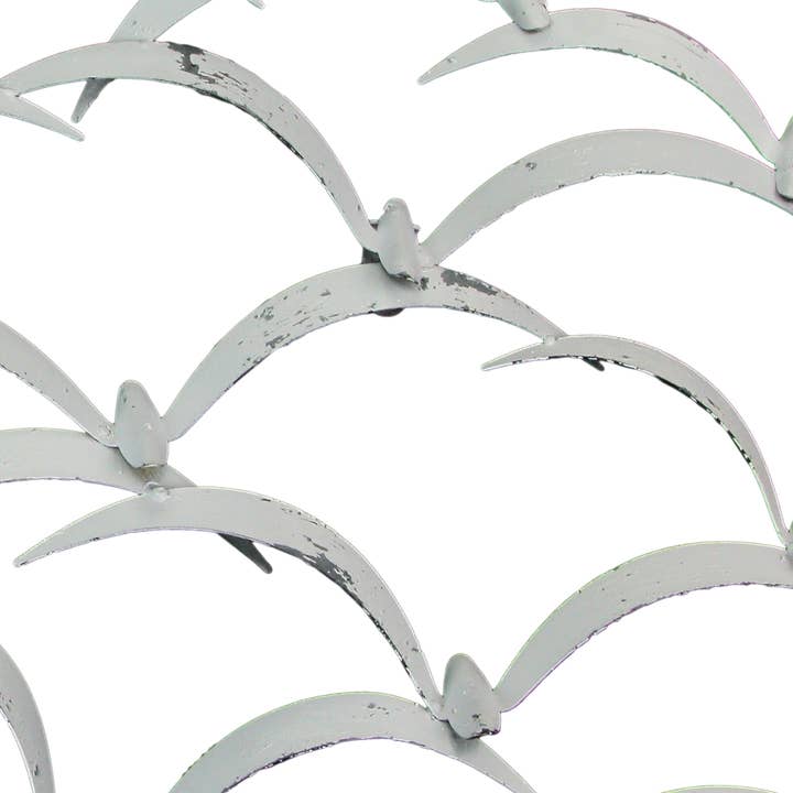 Zeckos - Wholesale Wall Accent - 32 Inch White Metal Flock Of Birds Wall Art Decor Sculpture2