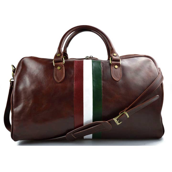 MODARNO - Wholesale Weekender Bag - Unisex - Modarno leather travel bag for men and women travel bag Italian flag sports bag genuine leather travel bag Made in Italy5