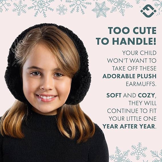 Funky Junque – wholesale Earwarmers / ear muffs – kids – Kids Adjustable Earmuffs - Sherpa - Black3