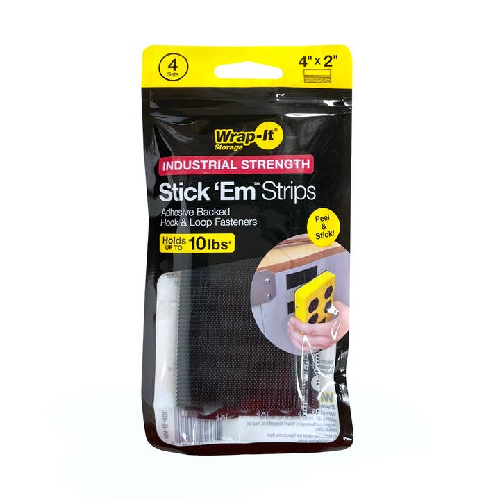 Stick 'Em™ - 4" x 2" Strips (4 Sets) - Industrial Strength for wholesale by Wrap-It Storage